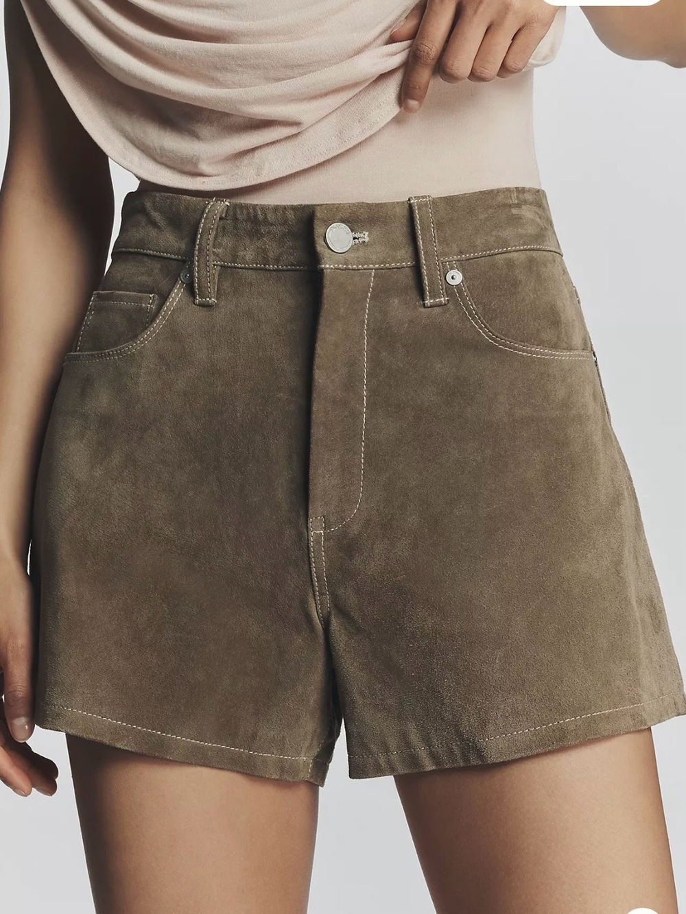 NWT Real Suede, Blank NYC Anthropologie High-Rise Olive Green Shorts